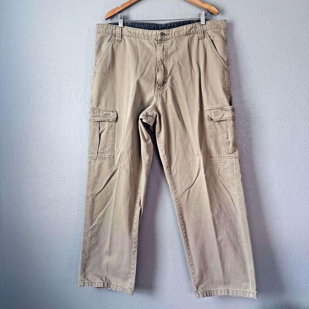 Wrangler Cargo Pants Mens 38x30 Beige Cotton Straight Workwear